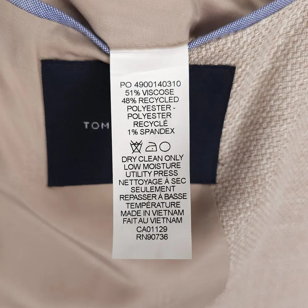 Tommy Hilfiger Mens Modern Fit Sport Coat 44L Tan Solid Stretch Basketweave NWT